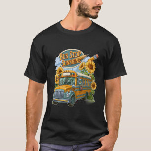 Camiseta Parada de autobús Escuela de sol Autobús y girasol