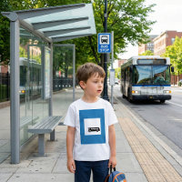 Parada de autobuses de transporte público Rótulo T