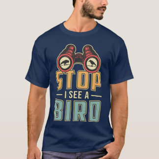 Camiseta Parada Retro De Observación De Pájaros Veo A Un Ni