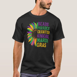 Camiseta Paradas de cuentas Rey Pastel Mardi Gras Girasol N