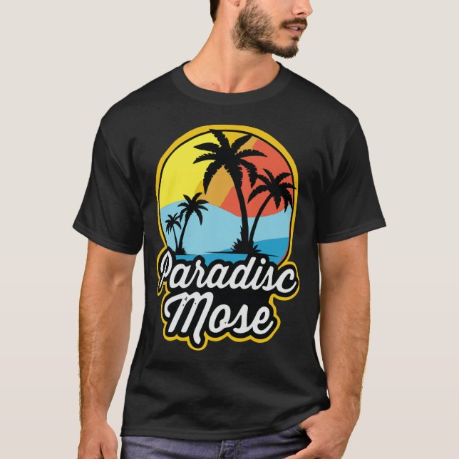 Camiseta "Paradisc Mose" - Diseño del logotipo del atardece (Anverso)