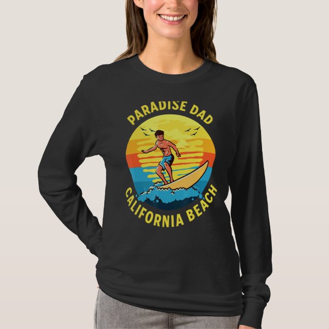 Camiseta Paradise Dad Surfing California Beach (Anverso)