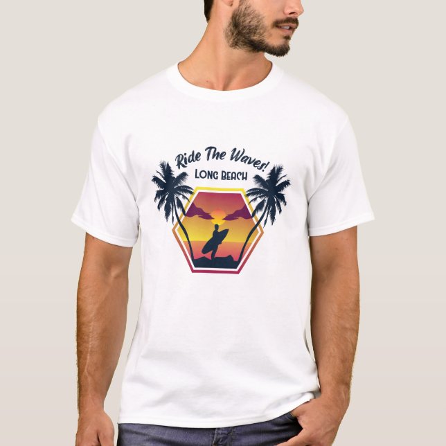 Camiseta Paradise Is on Sea Hawaii Retro Surf Sunset Beach (Anverso)