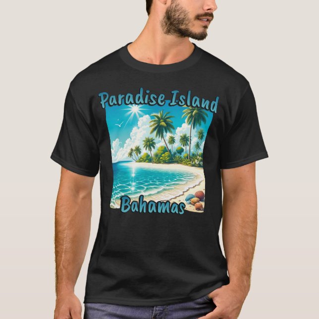 Camiseta Paradise Island Bahamas Beach Palm Trees Sun (Anverso)