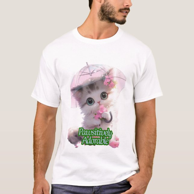 Camiseta Paraguas gatito patéticamente adorable - Gato lind (Anverso)