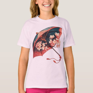 Camiseta Paraguas Tradicional Japonés Sakura Acuarela Il