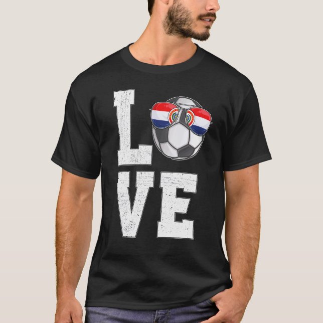 Camiseta Paraguay Soccer Love Bandera de Ventilador Paragua (Anverso)