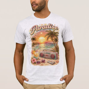 Camiseta Paraiso Atardecer Retro Vibra Vintage Unisexo