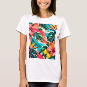 Camiseta Paraíso Botánico de Hibisco Tropical Arte