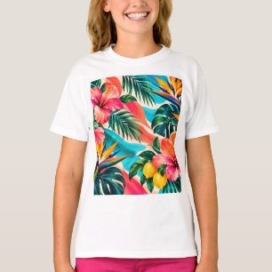 Camiseta Paraíso Botánico de Hibisco Tropical Arte