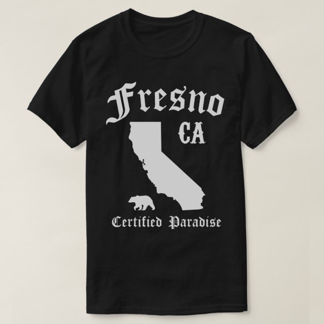 Camiseta Paraíso certificado Fresno California Fresno Long  (Diseño del anverso)