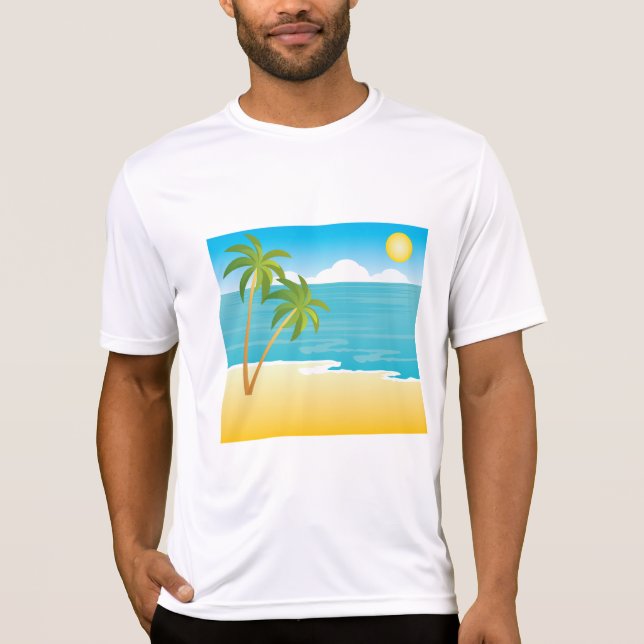 Camiseta Paraíso de playa tropical con palmeras (Anverso)