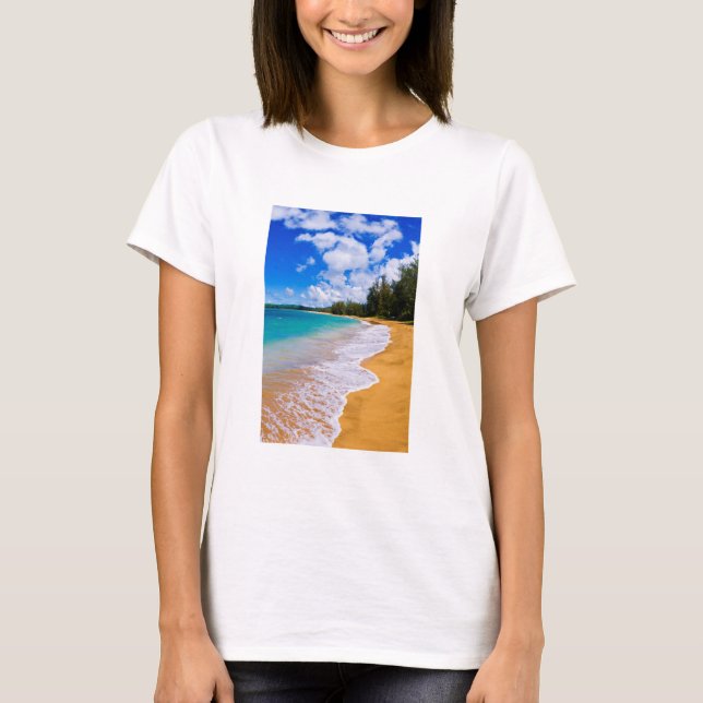 Camiseta Paraíso de playa tropical, Hawái (Anverso)
