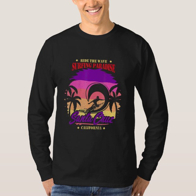Camiseta Paraíso de surf de Santa Cruz, California Retro (Anverso)