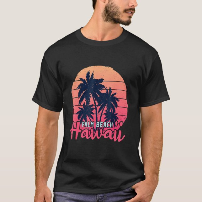 Camiseta Paraíso de surf Retro Hawaii Palm Beach (Anverso)