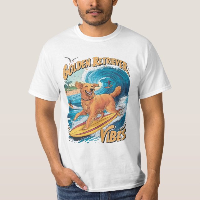 Camiseta Paraíso de Surfing Golden Retriever (Anverso)
