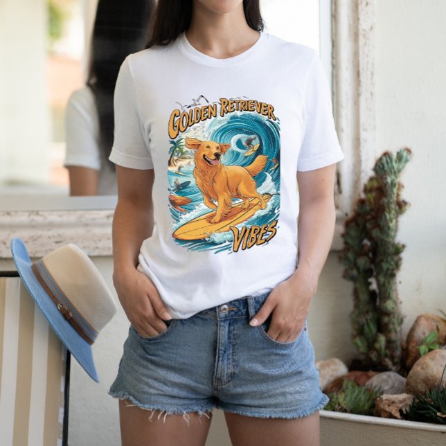 Camiseta Paraíso de Surfing Golden Retriever (Subido por el creador)