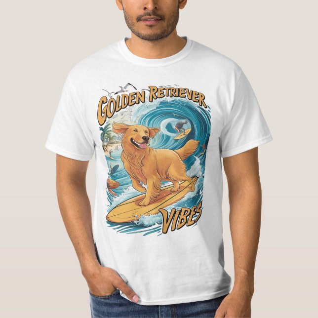 Camiseta Paraíso de Surfing Golden Retriever (Anverso)