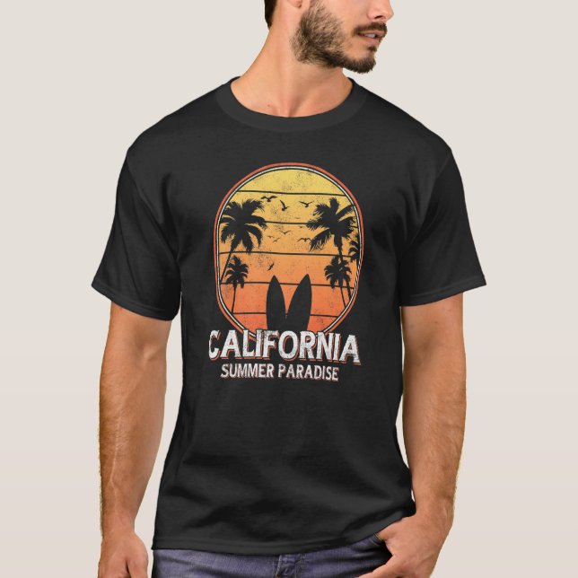 Camiseta Paraíso de verano de Palm Tree de estilo retro vin (Anverso)