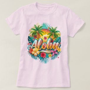 Camiseta Paraíso tropical Aloha - Hawaiano vibrante