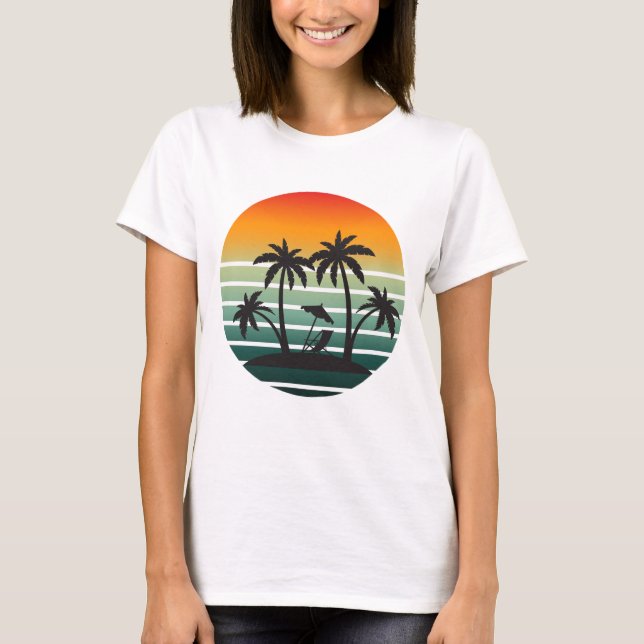 Camiseta Paraíso tropical del atardecer (Anverso)