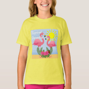 Camiseta Paraíso tropical Flamingo rosa - Chicas T-S básico