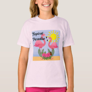 Camiseta Paraíso tropical Flamingo rosa - Chicas T-S básico