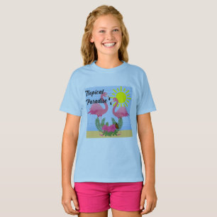 Camiseta Paraíso tropical Flamingo rosa - Chicas T-S básico