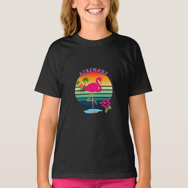 Camiseta Paraíso tropical Flamingo Serenade (Anverso)