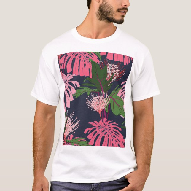 Camiseta Paraíso tropical: hojas y flores exóticas (Anverso)