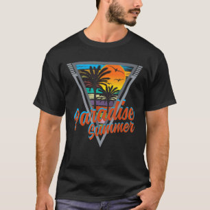 Camiseta Paraíso Verano Retro 80's Tropical Beach Sunset V