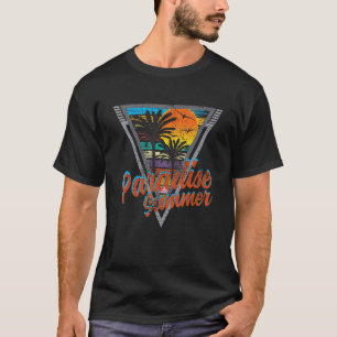 Camiseta Paraíso Verano Retro 80's Tropical Beach Sunset V
