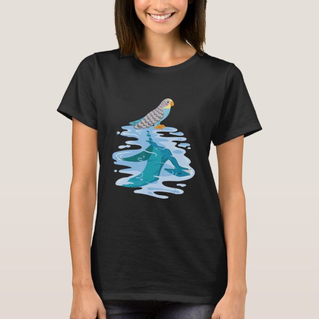 Camiseta Parakeet Budgie Bird Budgerigar Dinosaur Shadow (Anverso)