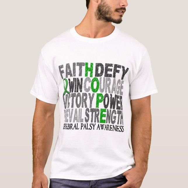 Camiseta Parálisis cerebral del collage de la palabra de la (Anverso)