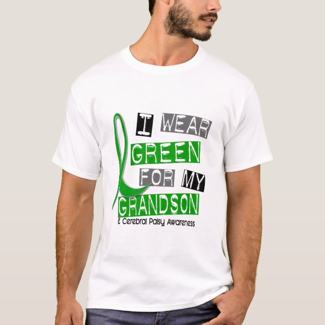 Camiseta Parálisis cerebral llevo el verde para mi nieto 37 (Anverso)