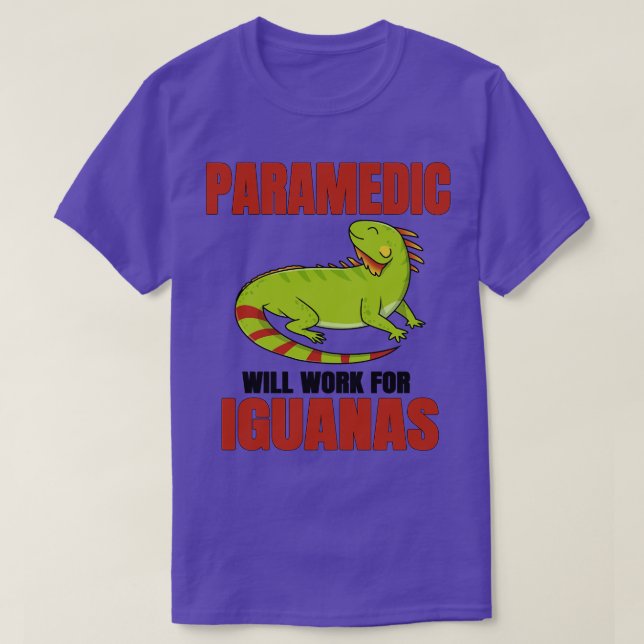Camiseta Paramédico Trabajará Para Iguanas (Diseño del anverso)