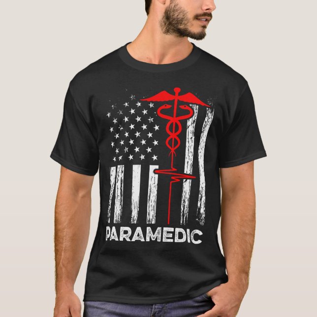 Camiseta Paramedics Usa Flag Doctor Ambulance Nurse Emergen (Anverso)