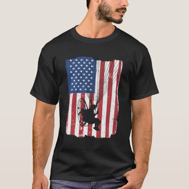 Camiseta Paramotor Pilot Powered Paraglider Usa American Fl (Anverso)