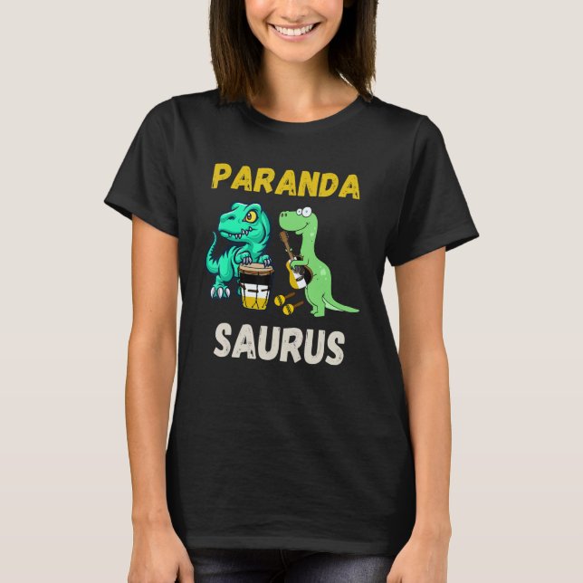 Camiseta Parandasaurus Dinosaurs Playing Garifuna Drum And  (Anverso)