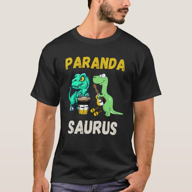Camiseta Parandasaurus Dinosaurs Playing Garifuna Drum And  (Anverso)