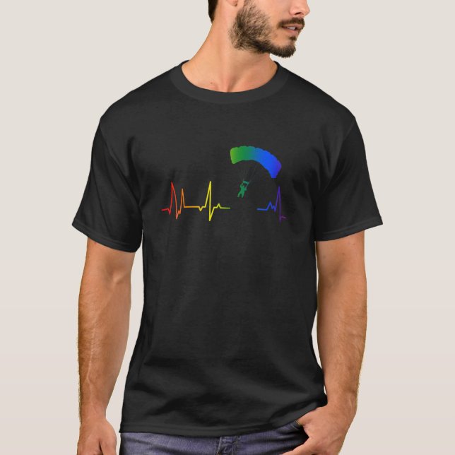 Camiseta Parapente Cardíaco Tasa de latido LGBTQ Skydiver (Anverso)
