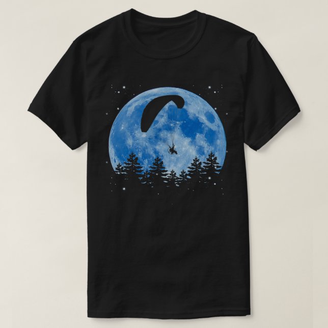Camiseta Parapente Paracaidista Volando Paracaídas Luna (Diseño del anverso)
