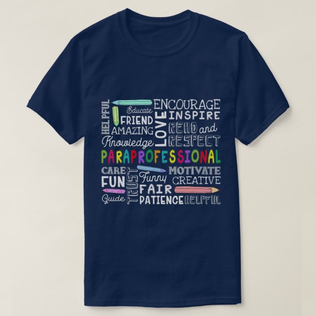 Camiseta Paraprofesional de regalo de Word Cloud  (Diseño del anverso)