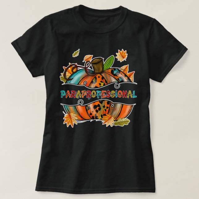 Camiseta Paraprofesional Happy Fall Y'all Leopard Pumpkin (Diseño del anverso)