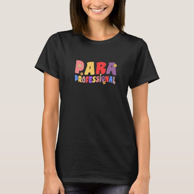 Camiseta Paraprofesional Retro Groovy Flower Para Teacher (Anverso)