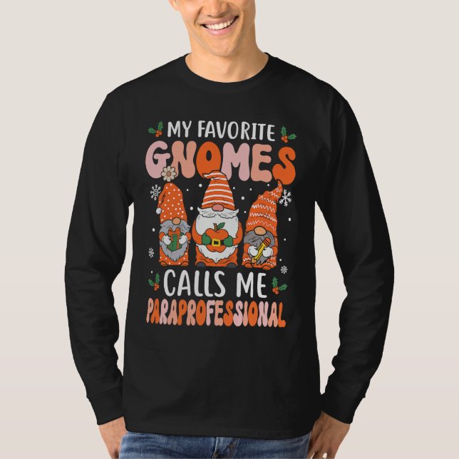 Camiseta Paraprofessional  Christmas Gnomes Paraeducator (Anverso)