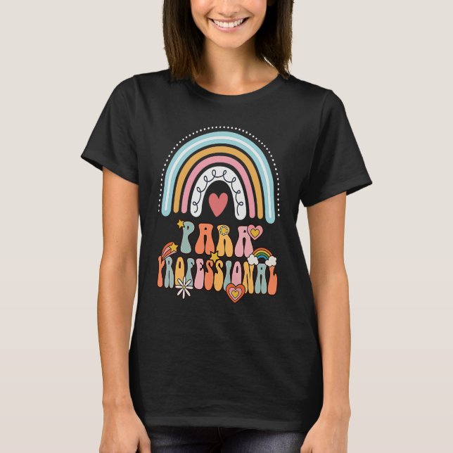 Camiseta Paraprofessional Groovy Retro Vintage Rainbow Cute (Anverso)