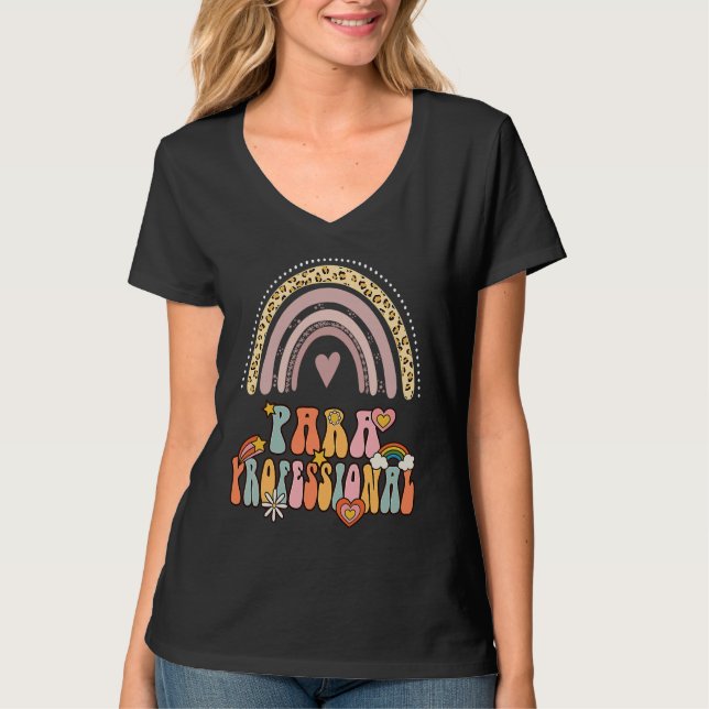 Camiseta Paraprofessional Groovy Retro Vintage Rainbow Cute (Anverso)