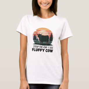 Camiseta Parar El Auto Ver Suns Fluffy Cow Highland Cow Far
