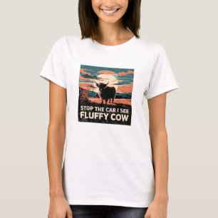 Camiseta Parar El Auto Ver Suns Fluffy Cow Highland Cow Far